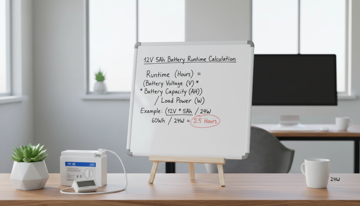 สูตรคำนวณระยะเวลาการใช้งานแบตเตอรี่ 12V 5Ah