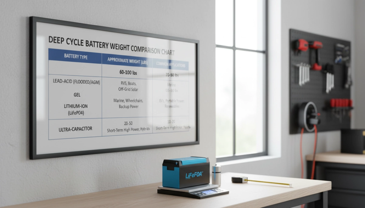 Tableau de Comparaison du Poids des Batteries à Cycle Profond