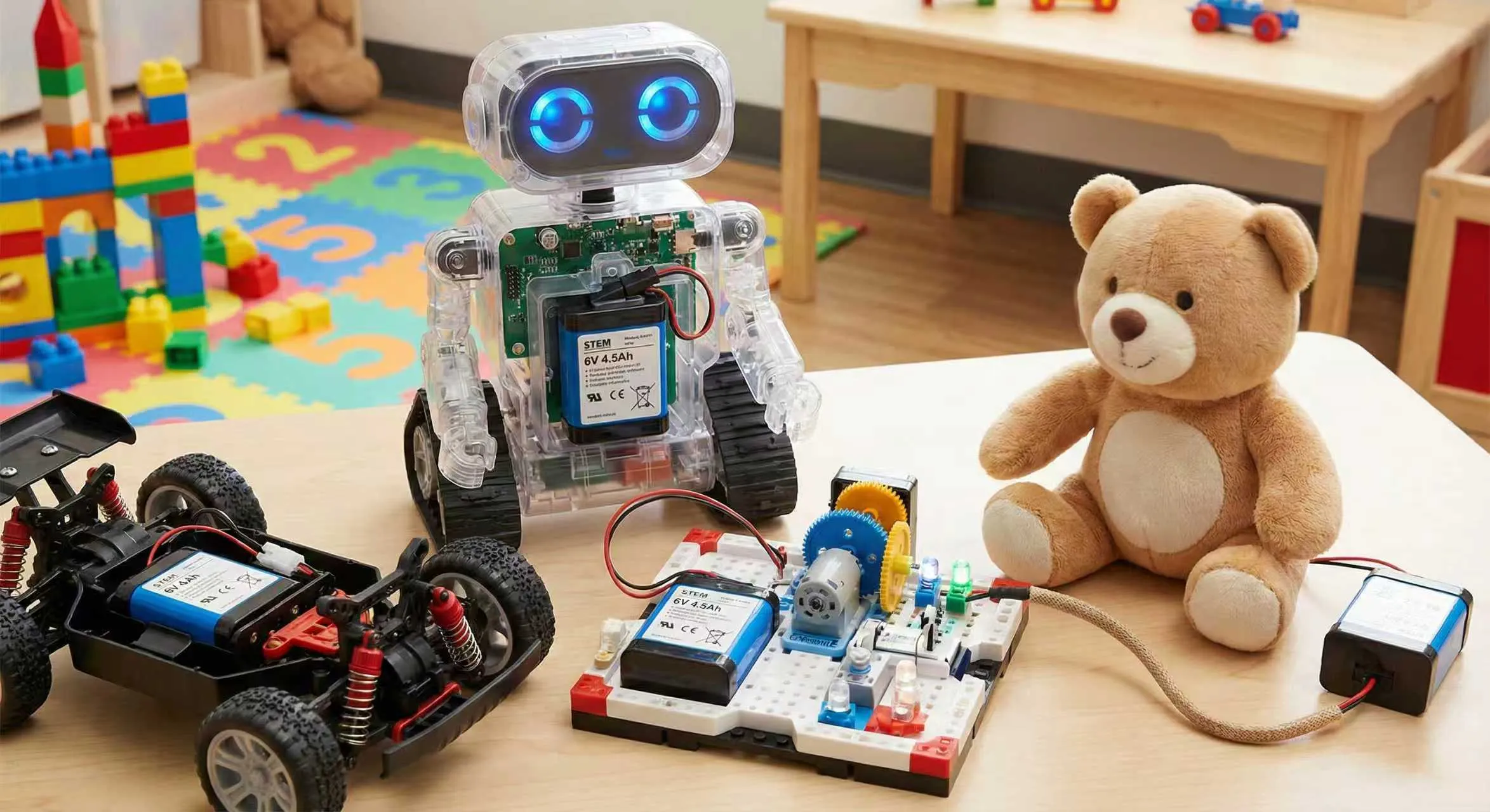 6V pillerle çalışan Çocukların robotik oyuncakları