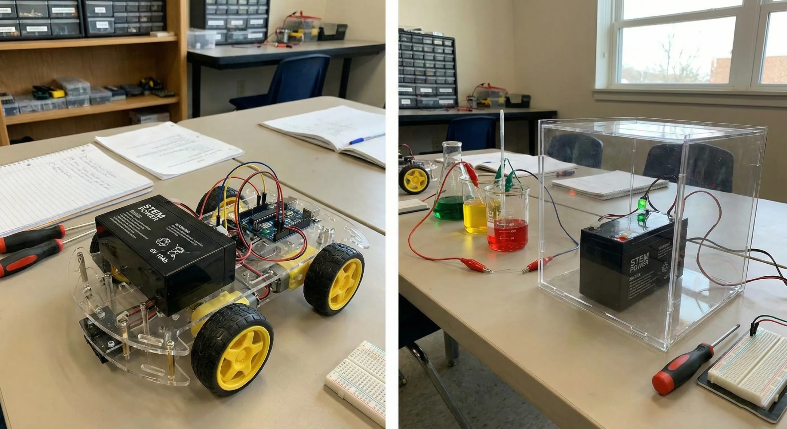 6V pil ile eğitim robotik seti
