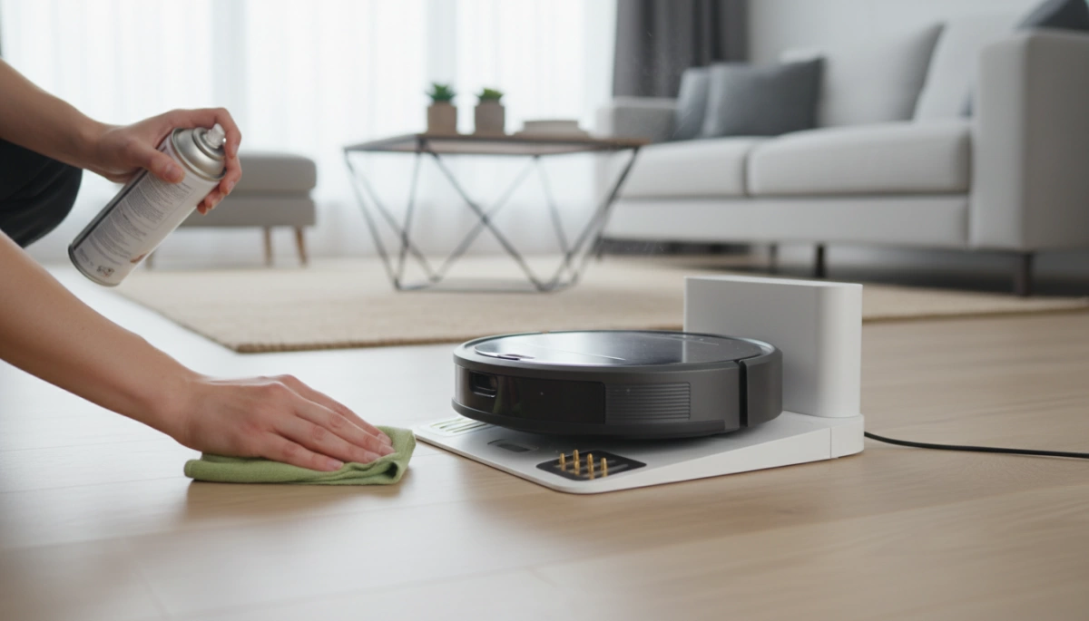 limpieza de contactos del soporte de carga de la aspiradora