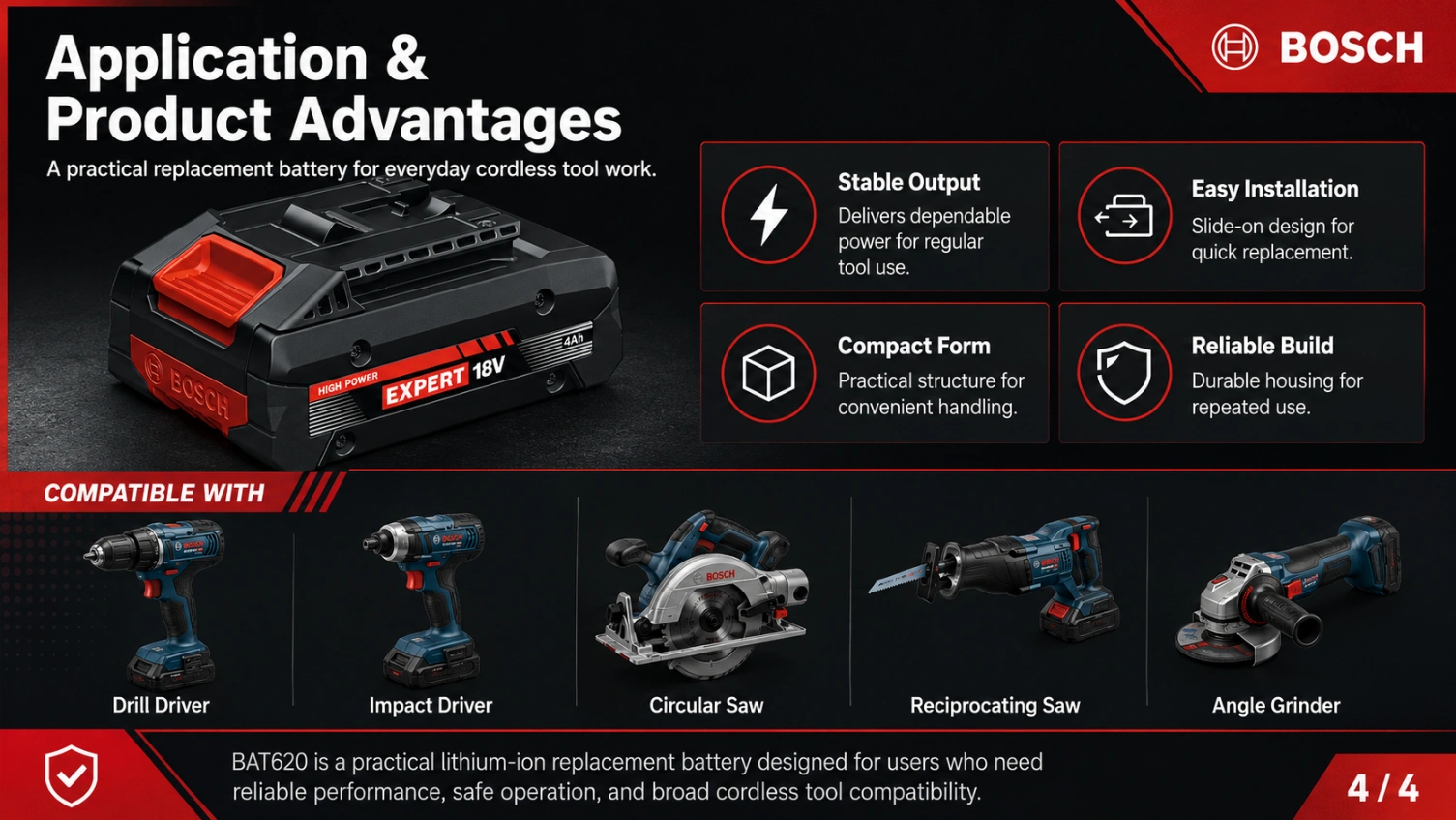 Bosch BAT620 18V 4.0Ah view 4