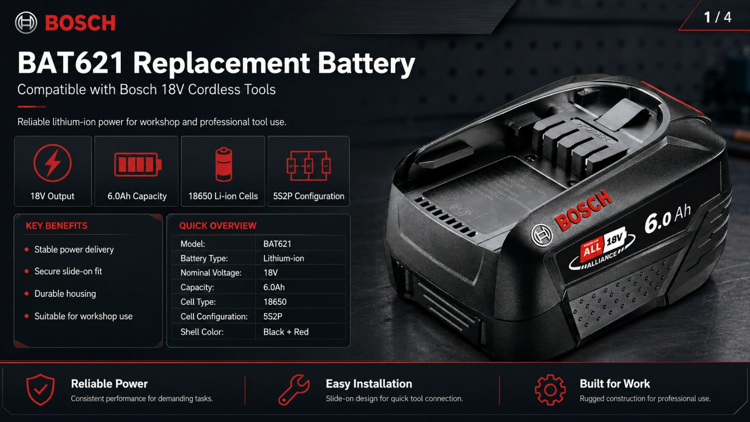 Bosch BAT621 18V 6.0Ah view 1