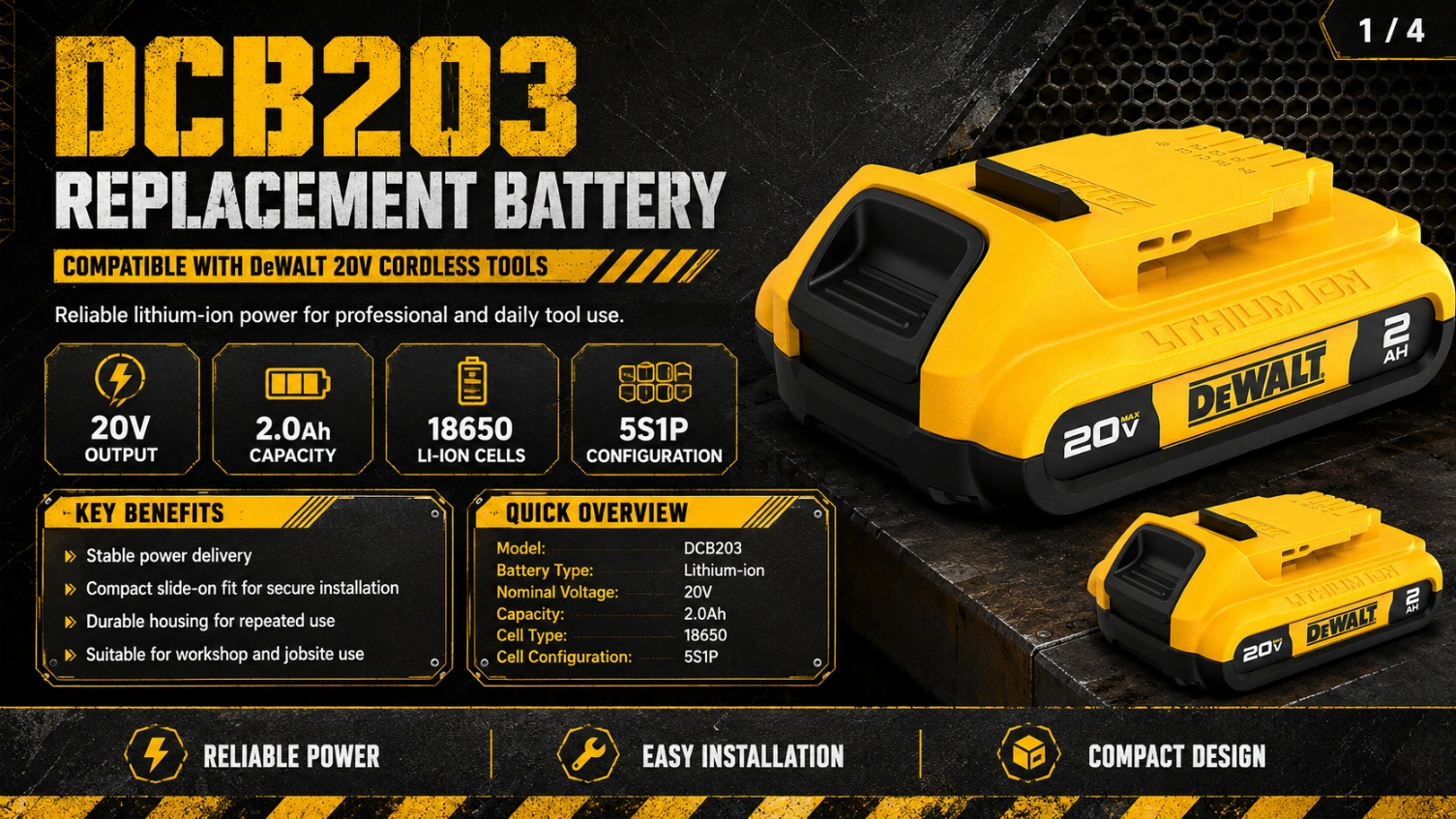 DeWalt DCB203 20V 2.0Ah view 1