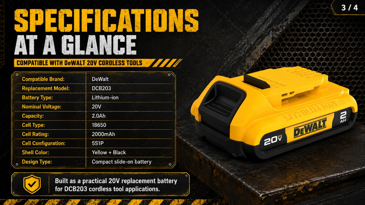 DeWalt DCB203 20V 2.0Ah view 3
