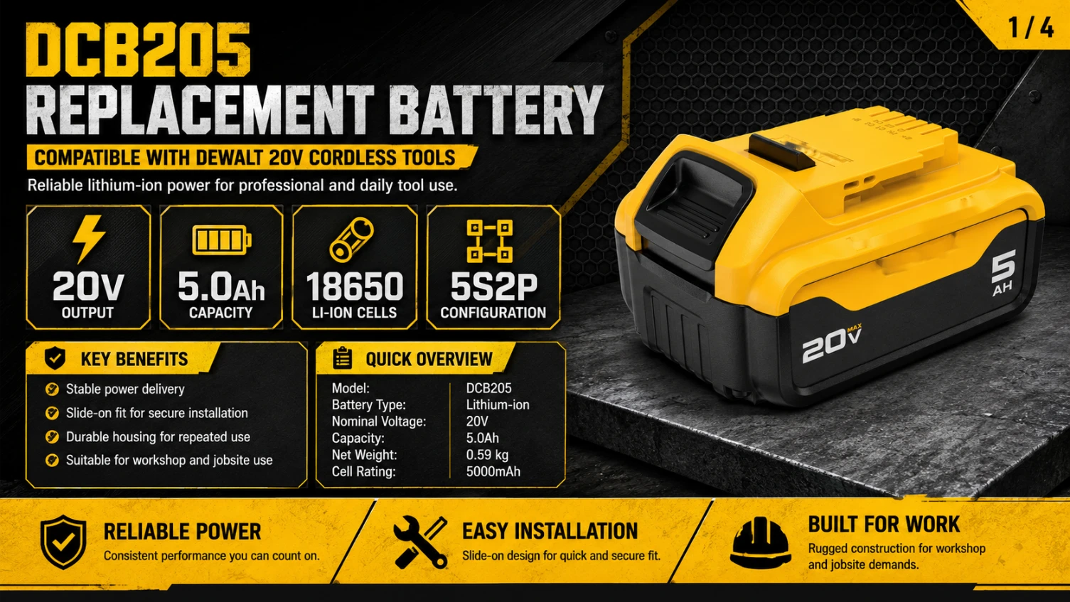 DeWalt DCB205 20V 5.0Ah view 1