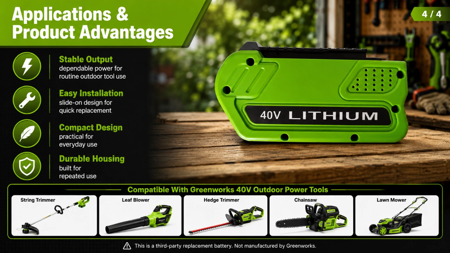 Greenworks GW29462 40V 4.0Ah view 4