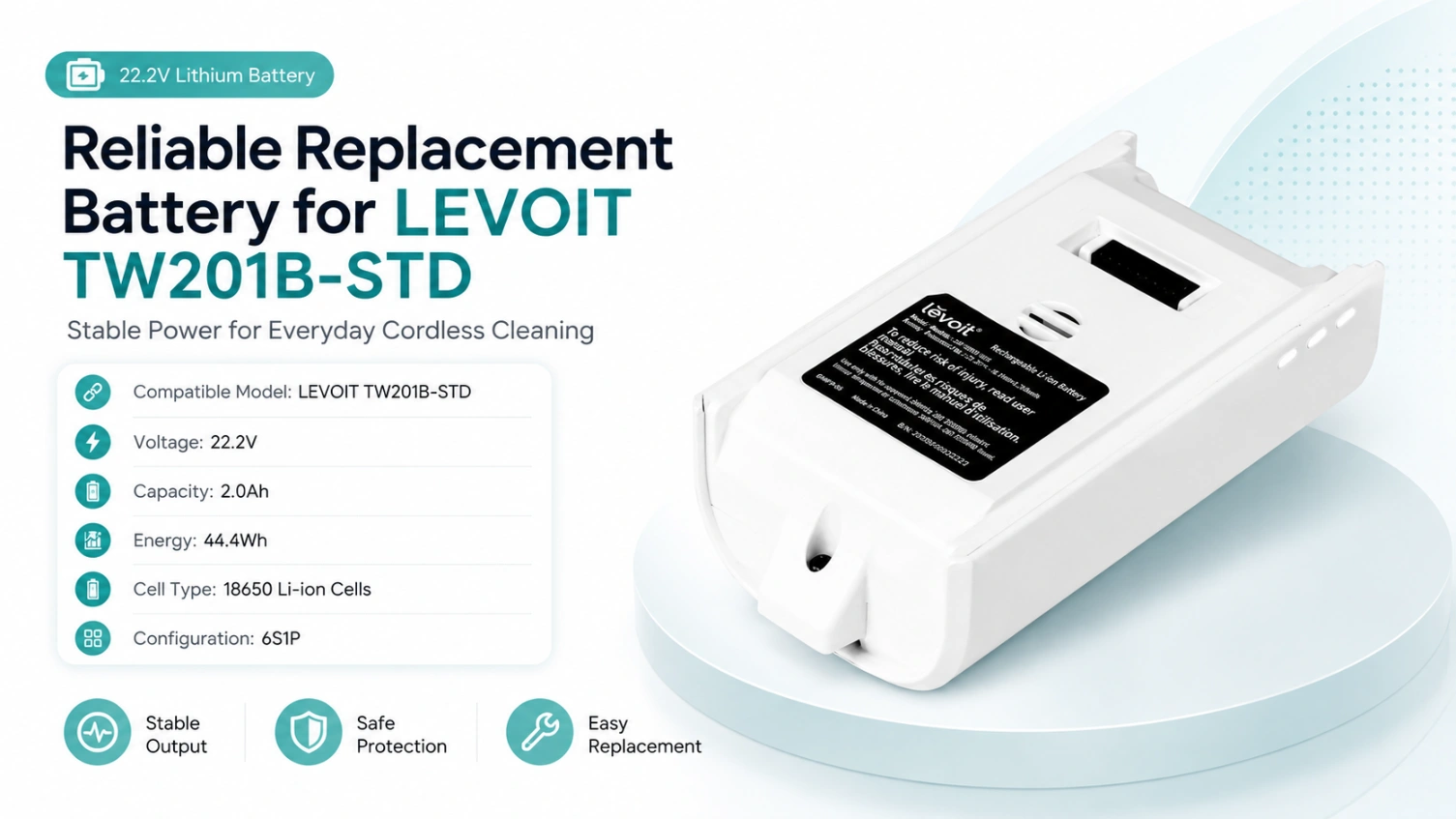 LEVOIT TW201B-STD 22,2V 2,0Ah vista 1