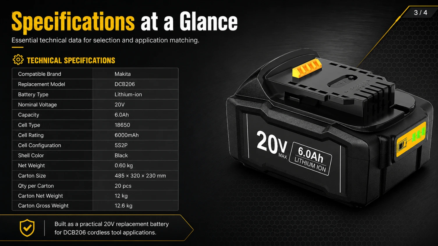 Makita DCB206 20V 6.0Ah view 3