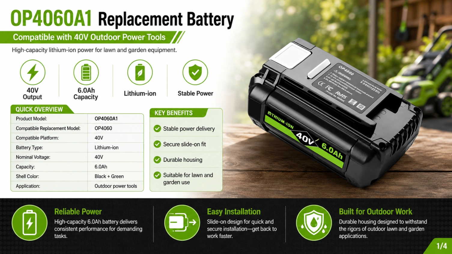 Ryobi OP4060 40V 6.0Ah view 1