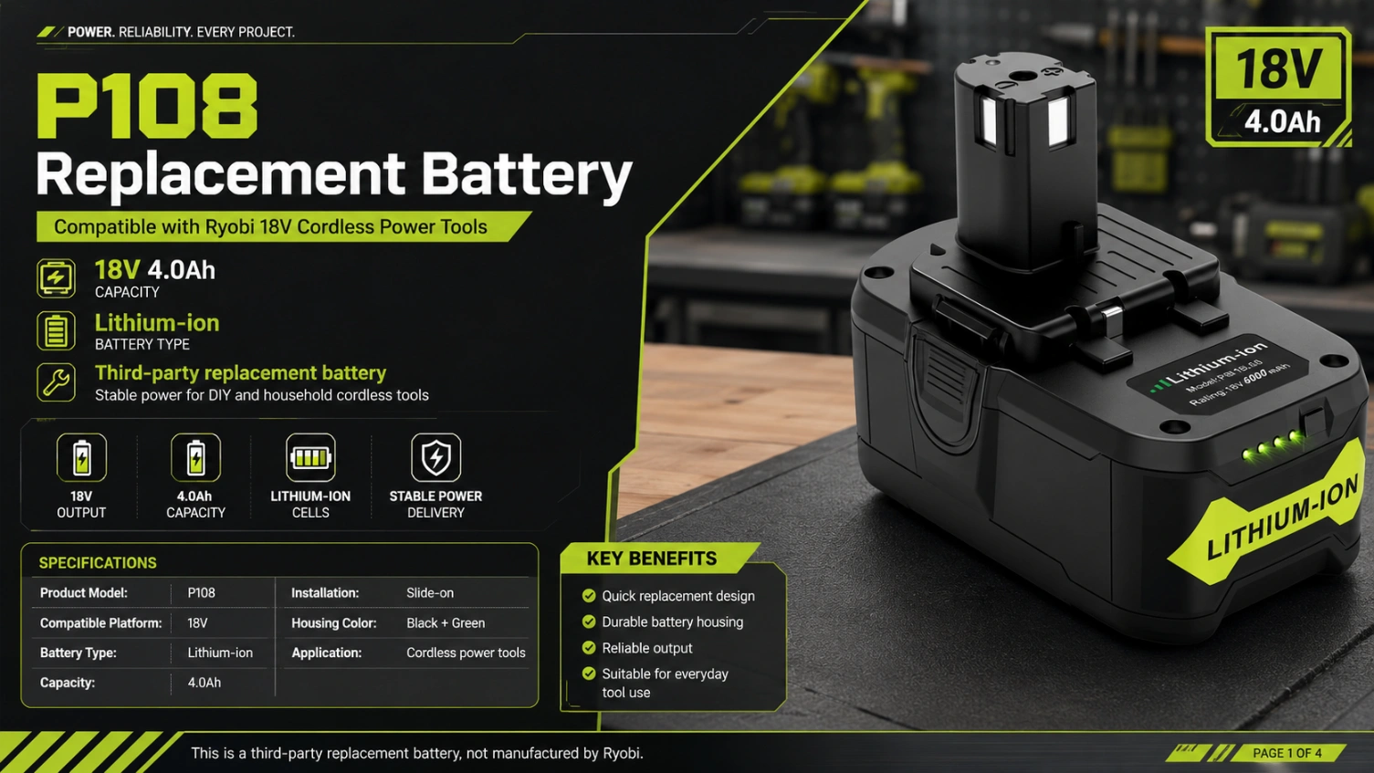 Ryobi P108 18V 4.0Ah view 1